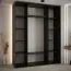 Armoire noire Tharo à portes coulissantes | Design moderne | Poignées métalliques noires | Gain de place | 235,2 x 190 x 45 cm