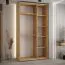 Armoire portes coulissantes Tharo noir et chêne | 235,2 x 130 x 45 cm | Salon ou chambre | Nombreux rangements | Poignées métal noir