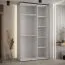 Armoire penderie Tharo blanc/chêne avec portes coulissantes | 235,2 x 140 x 45 cm | Grand espace de rangement | Poignées métal noir | Style moderne