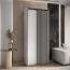 Armoire blanche à portes coulissantes Tharo, poignée en métal noir, gain de place, grand espace de rangement, 235,2x120x45 cm, idéale pour le salon