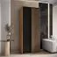 Armoire Mina portes coulissantes | Chêne et noir | Grand espace de rangement | Lamelles aspect chêne | 235,2 x 120 x 60 cm