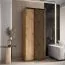 Armoire Mina chêne | Portes coulissantes | 235,2 x 120 x 60 cm | Finition laminée | Poignées métal noir