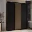 Armoire noire Tharo à portes coulissantes | Design moderne | Poignées métalliques noires | Gain de place | 235,2 x 190 x 45 cm