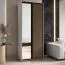 Armoire Mina avec portes coulissantes | Blanc/Noir | Grand miroir | Style moderne | 235,2 x 100 x 60 cm