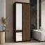 Armoire à portes coulissantes Mina avec miroir | Noir et chêne | Grand espace de rangement | 235,2 x 120 x 60 cm
