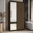 Armoire à portes coulissantes Mina noir et chêne | Grand miroir | Rangement spacieux | Poignées en métal noir | 140 cm