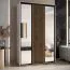 Armoire Mina | Portes miroir coulissantes | Blanc et chêne | Grand espace de rangement | 235,2 x 150 x 60 cm