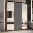 Armoire à portes coulissantes Mina avec miroirs | Blanc & chêne | Poignée noire | 235,2 x 190 x 60 cm | Anti-poussière