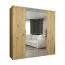 Armoire penderie 2 portes miroir Korab 78 | Chêne artisan | 2 m | Soft-Close | Poignées noires