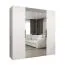 Armoire penderie Korab 80 blanche | 2 portes miroir | 2 tringles | 2 m de large | Poignées noires | Soft-Close