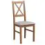 Chaise de salle à manger Derbent | Noyer clair & Beige | Hauteur d’assise 47 cm | Bois de hêtre massif | Rembourrage T-25