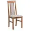 Chaise en bois massif Nasran | Hauteur d'assise 47 cm | Noyer clair | Rembourrée mousse T-25 | Tissu beige