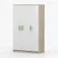 Armoire penderie 3 portes Smolikas 103 | 192 x 120 x 50 cm | 9 compartiments | Blanc / Chêne Sonoma | Poignées bois