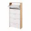 Armoire à chaussures Belvun 5 / Couleur : Chêne artisan/Blanc mat / 5 compartiments à clapet / un grand espace de rangement sur une surface réduite / 69 x 25 x 187 cm / penderie / entrée