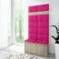 Penderie multifonction 215x100x40 cm | Siège rembourré rose | Chêne Sonoma | 8 paires de chaussures | 6 patères | 4 compartiments