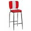 Tabouret de bar style années 50 | Grand dossier | Rouge/Blanc/Chrome | Rembourrage généreux