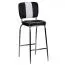 Tabouret de bar style vintage | Noir, blanc & chrome | Assise et dossier rembourrés