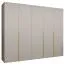Armoire penderie Eiger 44 | 3 barres de suspension | 2,5 m de large | 3 portes | Finition cachemire & poignées dorées | Soft-Close