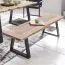 Banc de salle à manger en acacia naturel | Plateau massif 160 x 40 cm | Pieds métal noir robustes