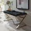 Banc rectangulaire en velours noir et or | 46 x 90 x 44 cm | Piétement inox doré | Confort haut de gamme
