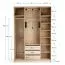 Porte pliante / Armoire / Couleur : Beige / Chêne / 3 tiroirs / 1 porte-pantalons / incl. éclairage LED avec détecteur de mouvement / 160 x 60 x 240 cm