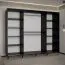 Grande armoire à portes coulissantes avec miroir Jotunheimen 192, couleur : noir - Dimensions : 208 x 250,5 x 62 cm (H x L x P)