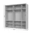 Armoire à trois portes vitrées avec cadre Neiafu 43, couleur : cachemire, avec éclairage intérieur, trois tringles, dimensions : 224 x 227 x 56 cm, système de fermeture en douceur