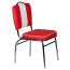 Chaise de salle à manger au look années 50, Couleur : Rouge / Blanc / Chrome, poignée intégrée au dossier