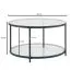 Table basse en verre noir | Design moderne | 80 x 80 x 45 cm | Deux plateaux pratiques