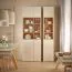 Armoire vitrine / 2 portes vitrées / Couleur : Beige / Éclairage LED inclus / 12 compartiments / Poignées : Chêne / Dimensions : 70 x 42 x 206 cm / Fonction Soft-Close