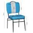 Chaise de salle à manger style rétro | Bleu/Blanc/Chrome | Structure en métal