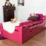 Lit enfant ou adolescent Easy Premium Line K1/2n | 90 x 200 cm | Hêtre massif rose | 2 tiroirs & 2 panneaux