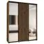 Armoire Mina chêne avec miroirs | Portes coulissantes | Brosses anti-poussière | Poignée métal noir | 235,2 x 200 x 60 cm