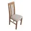 Chaise en bois massif Nasran | Hauteur d'assise 47 cm | Noyer clair | Rembourrée mousse T-25 | Tissu beige