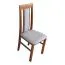 Chaise de salle à manger Nasran | Assise rembourrée mousse T-25 | Tissu gris | Hêtre massif noyer clair | Hauteur d'assise 47 cm