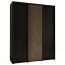 Armoire noire Tharo à portes coulissantes | Design moderne | Poignées métalliques noires | Gain de place | 235,2 x 190 x 45 cm