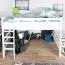 Lit mezzanine 160 x 190 cm pour adultes "Easy Premium Line" K23/n, hêtre massif laqué blanc, divisible