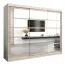 Armoire penderie portes coulissantes avec miroir | Blanc mat & Chêne Sonoma | 200 x 250 x 62 cm