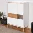 Vitrine moderne Tuanai 03 | Chêne et blanc brillant | 121 x 95 x 40 cm | Éclairage LED, Soft Close