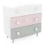 Commode Enfant Ines 10 | Blanc/Rose/Gris | 87 x 87 x 41 cm | 3 tiroirs design contemporain