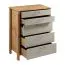 Commode haute Braianik 04 en Chêne Wotan / Beige, 109 x 90 x 47 cm, chambre à coucher, salon, bureau, 5 tiroirs, Poignées en métal, ABS protection des bords