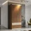Armoire à portes battantes / armoire Pasuruan 02, couleur : noyer / érable - dimensions : 195 x 85 x 55 cm (h x l x p)