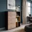 Commode Kerema 16 | Noyer, Orme et Jaune | 120 x 100 x 41 cm | Design moderne et chaleureux