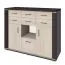 Commode moderne 3 portes 6 tiroirs | Chêne Sonoma foncé/clair | 105 x 130 x 40 cm | Série Aitape