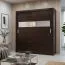 Armoire penderie à portes coulissantes Sepatan 06 | 210 x 150 x 60 cm | Coloris wengé | Grand miroir