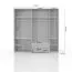 Armoire à portes battantes / armoire avec cadre LED Siumu 31, Couleur : Blanc / Blanc brillant - 226 x 232 x 60 cm (H x L x P)