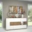 Commode Manase 07, couleur : brun chêne / blanc brillant - 97 x 180 x 41 cm (h x l x p)