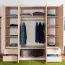 Armoire penderie Kiunga 15 | 200 x 200 x 60 cm | Finition hêtre et blanc | Organisation optimale