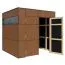 Abri de jardin en couleur noyer, fenêtre triple, 2,31 x 2,29 mètres, Cabane de jardin en éléments, surface au sol : 5,29 m², toit plat