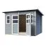 Abri de jardin Freiberg 04 avec plancher, gris clair laqué - en éléments de 19 mm, surface au sol : 7,15 m², toit à une pente